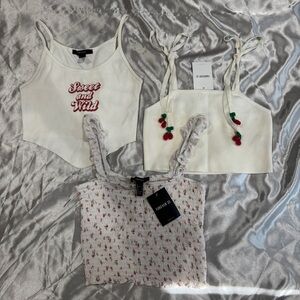 Lot of 3 White Tank Crop Tops